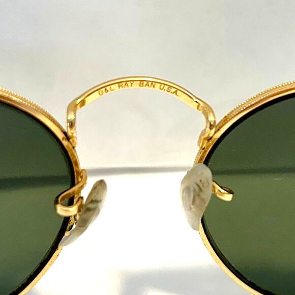 VTG 90s Ray-Ban B&L Gold Round Metal Preppy Sunglasses Festival Unisex 50mm